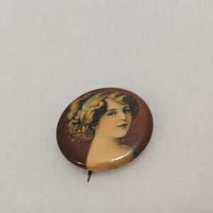 1896 Antique Cigarette Pin Featuring A Beautiful Lady